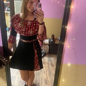 Red and black christmas dress